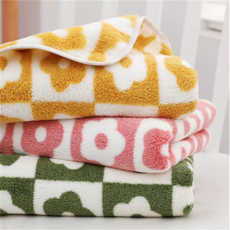 Cute Plaid Flowers Microfiber Towel Bath Towel Soft  Face Towels