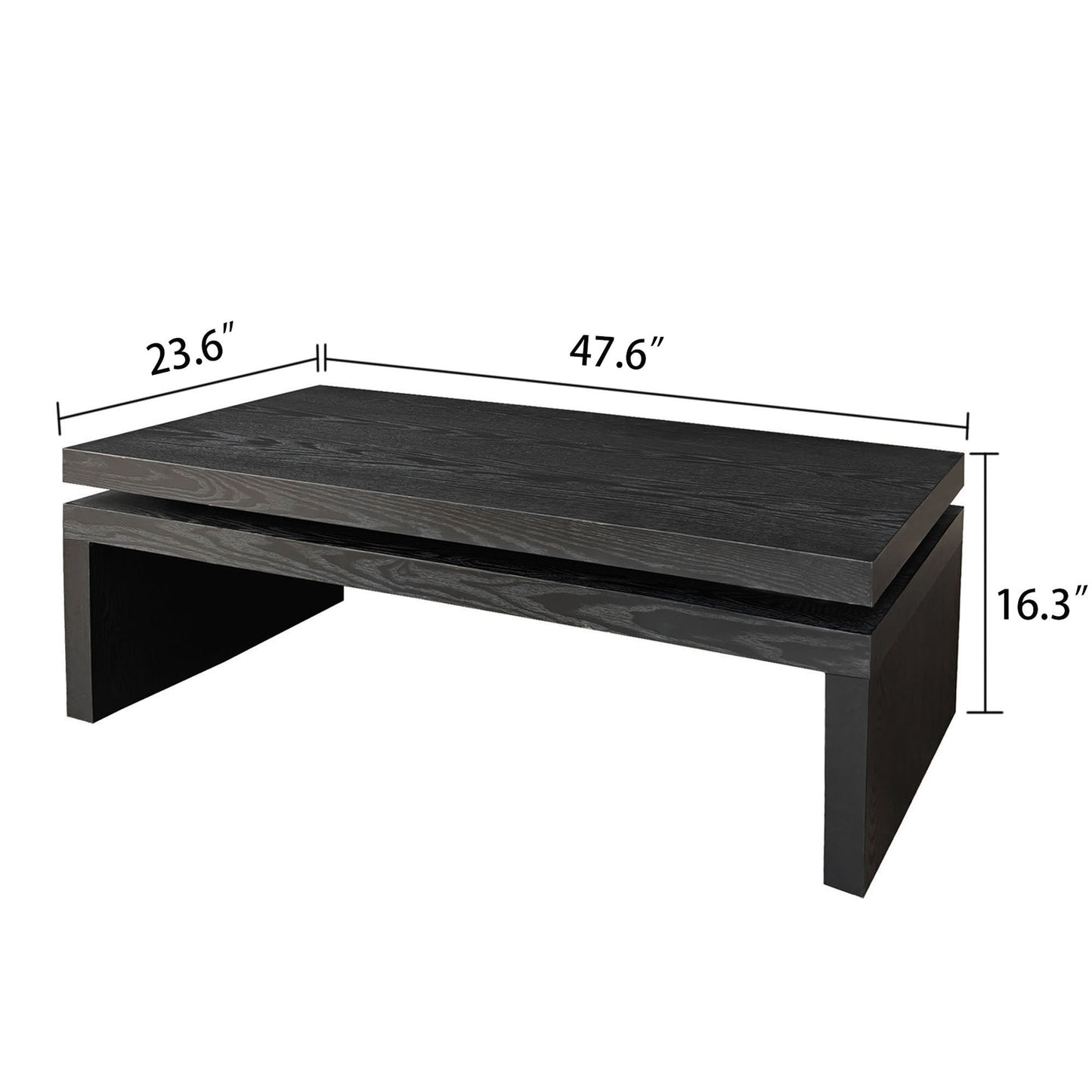 Modern Black Wooden Coffee Table, Rectangle