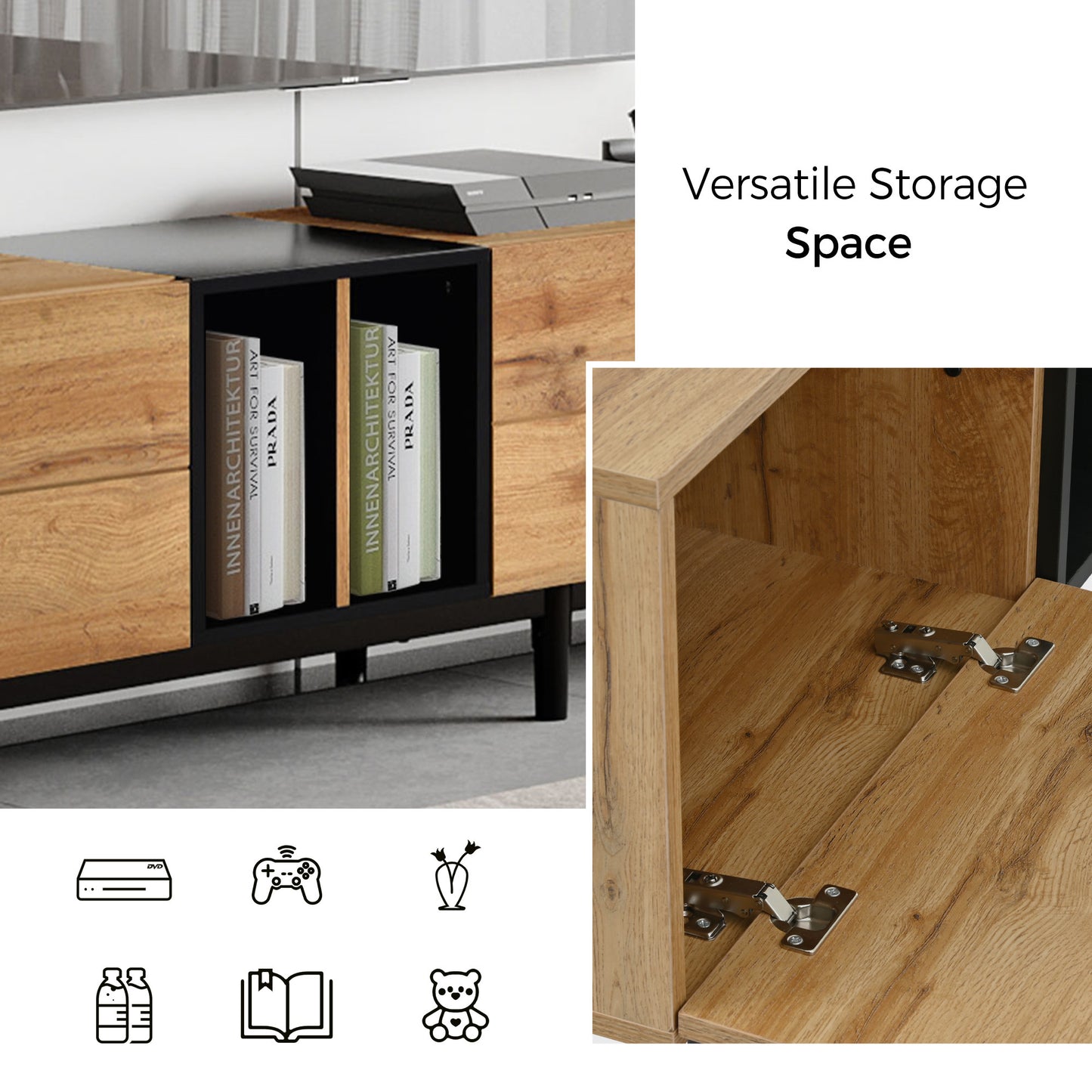 Modern TV stand with large storage