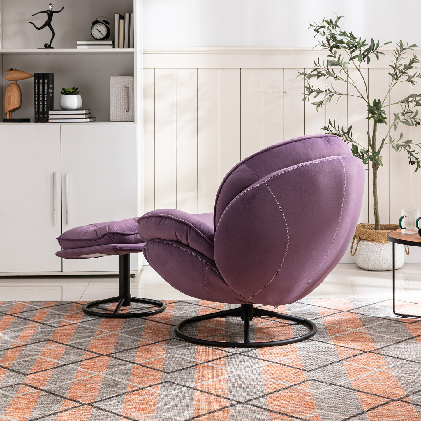 Accent chair with Ottoman - Purple