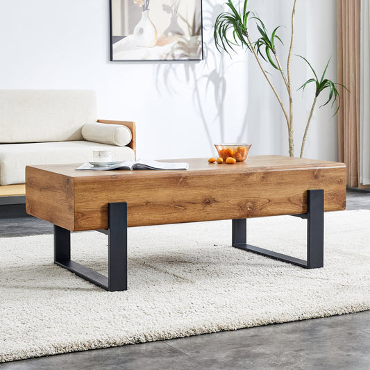 Rustic MDF Coffee Table with Metal Legs