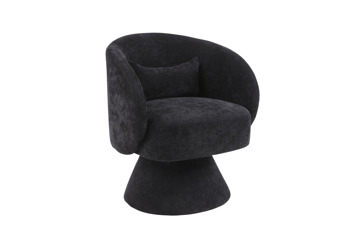 Swivel Accent Chair with a round barrel design for living rooms and bedrooms - Black