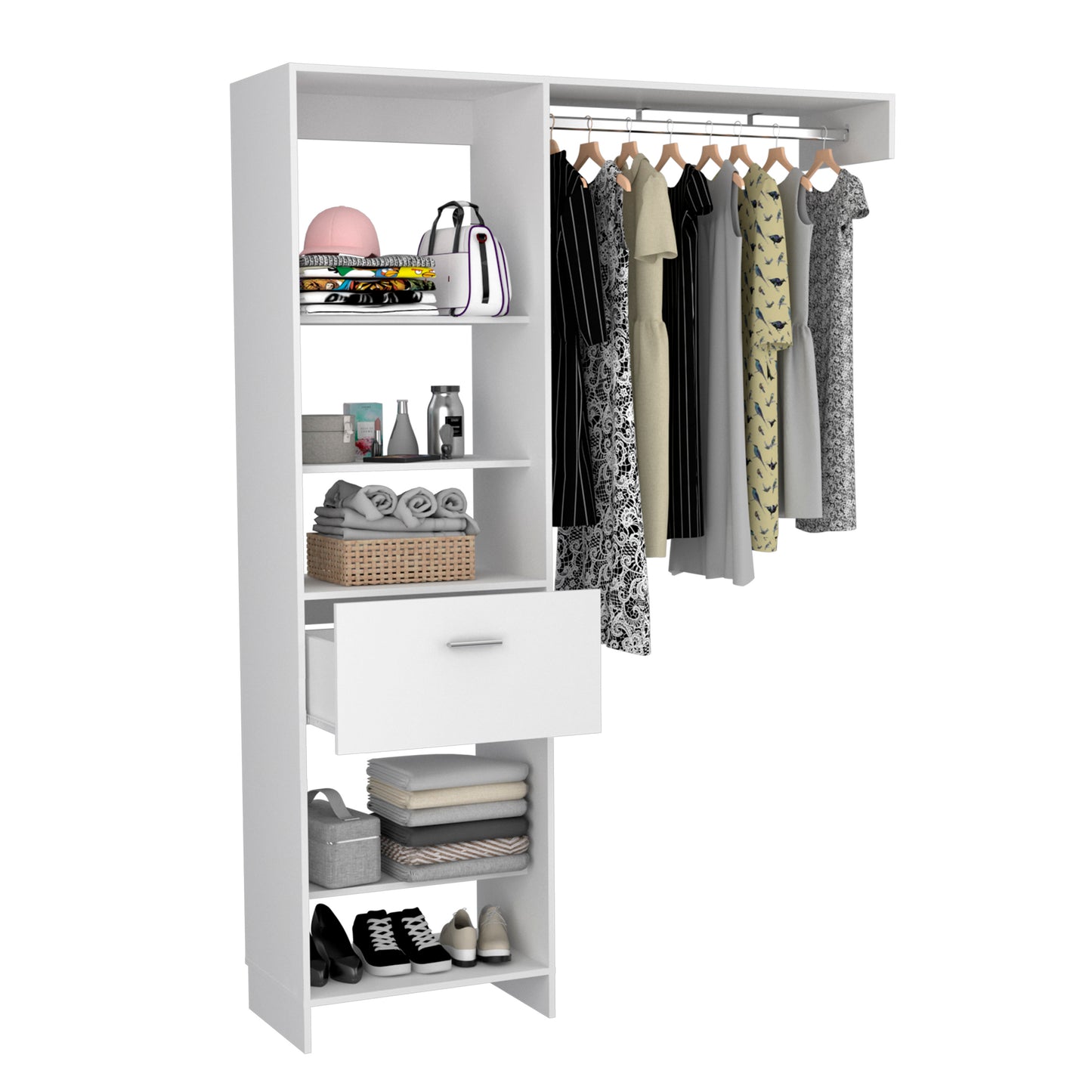 150-inch British closet system dresser for bedroom, white