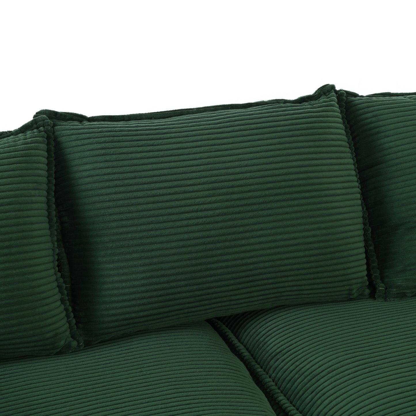 85.4" U-Style Curved Sofa with Throw Pillows, Corduroy Fabric