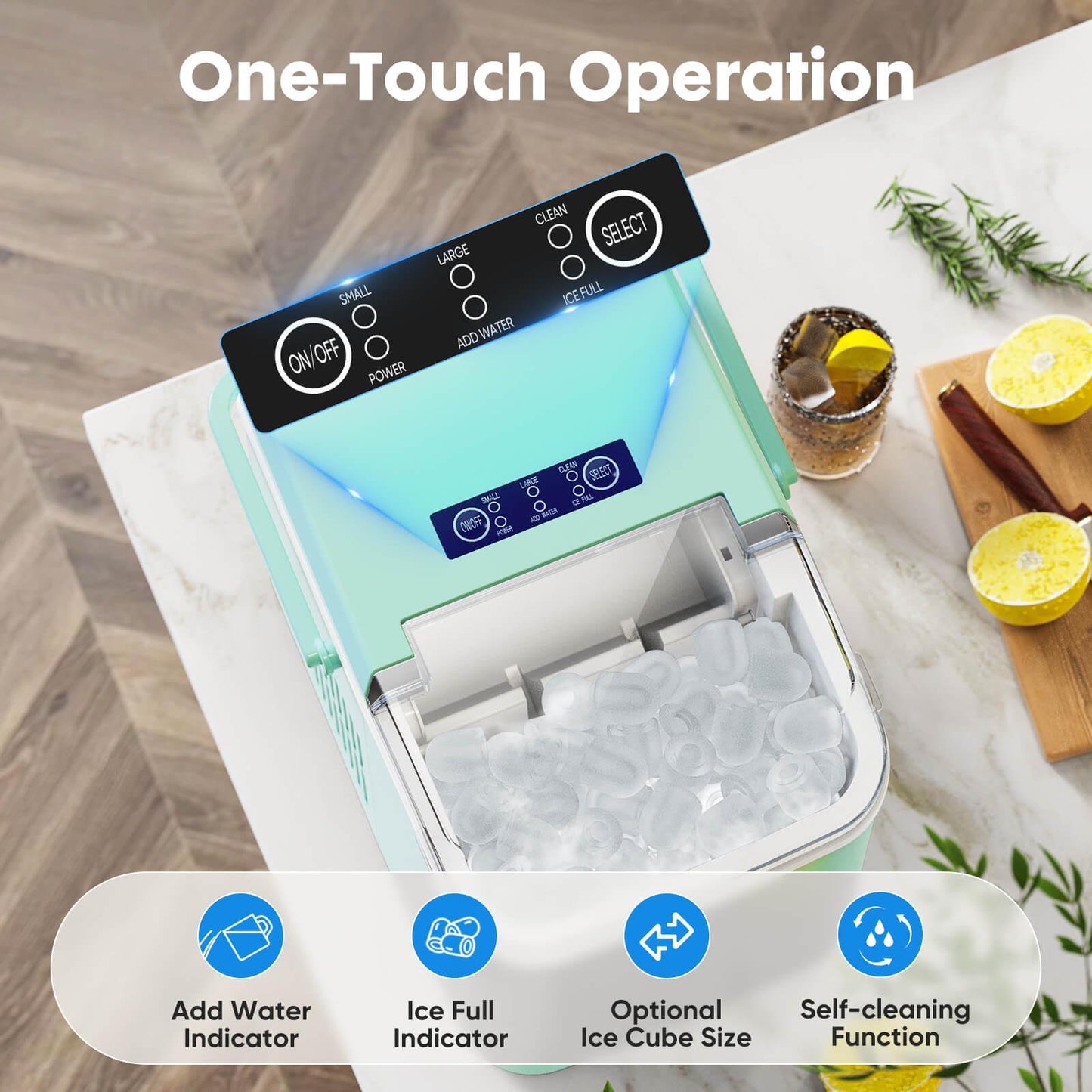 Portable Countertop Ice Maker with Self-Cleaning Functio
