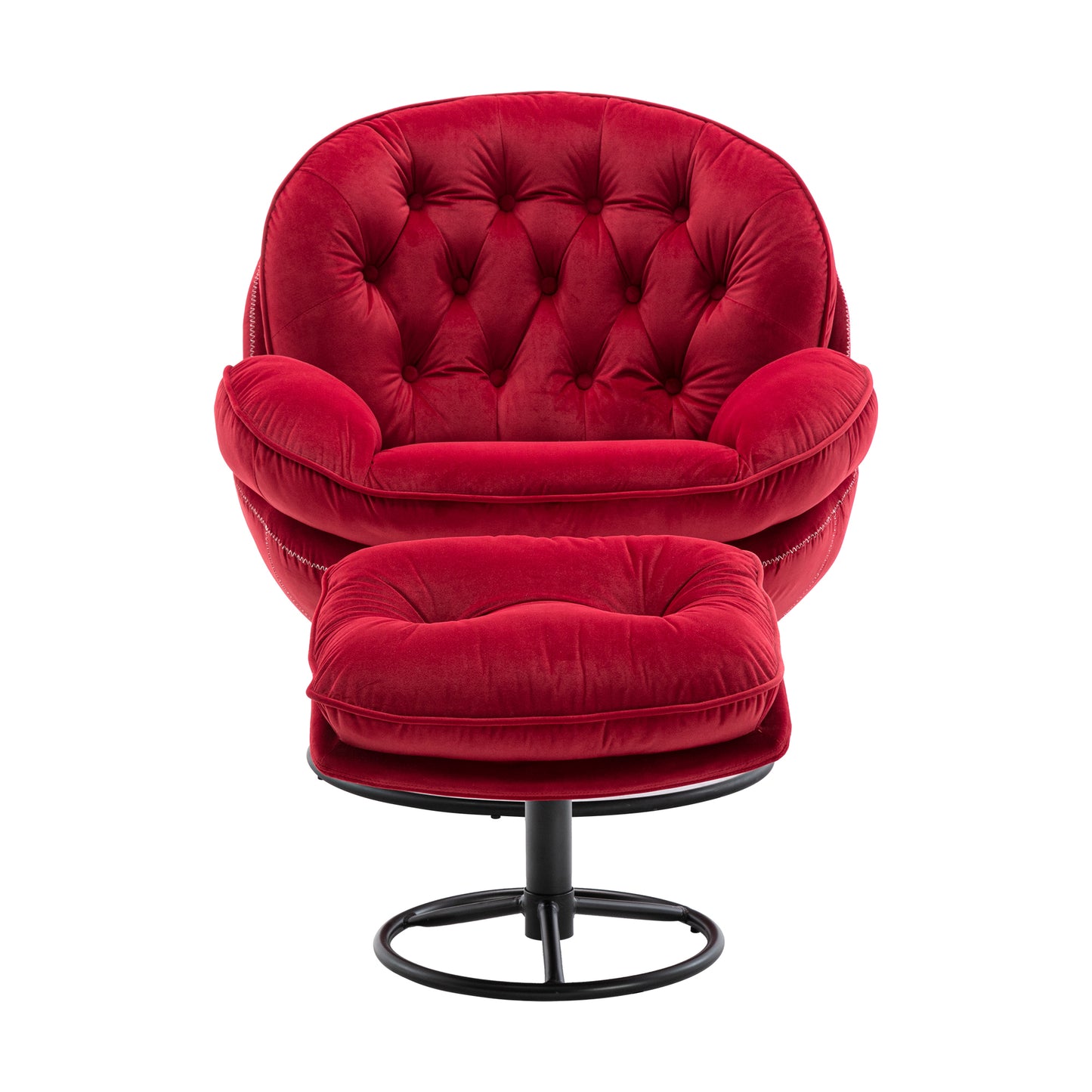 Accent chair with Ottoman - Dark Red