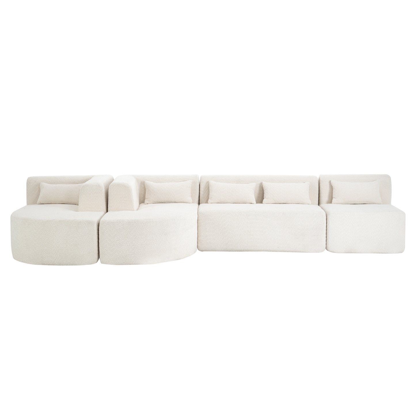 143.7 Upholstered Sofa with Chaise and Back Pillows, Beige