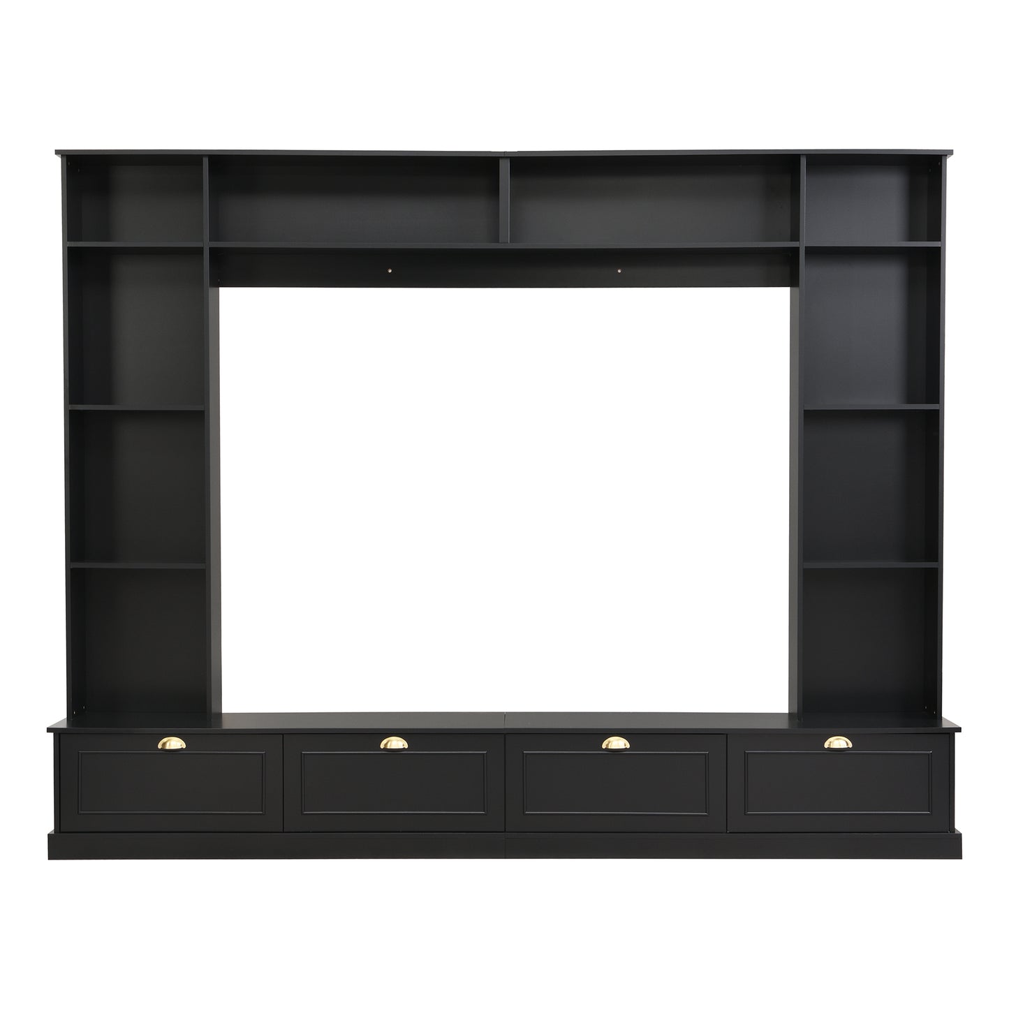 ON-TREND Large Wall Unit Entertainment Center, Black