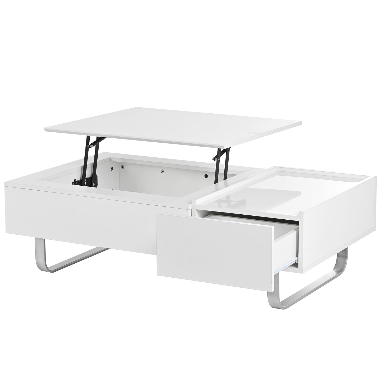 ON-TREND Multi-Functional Coffee Table with Lifted Top, White