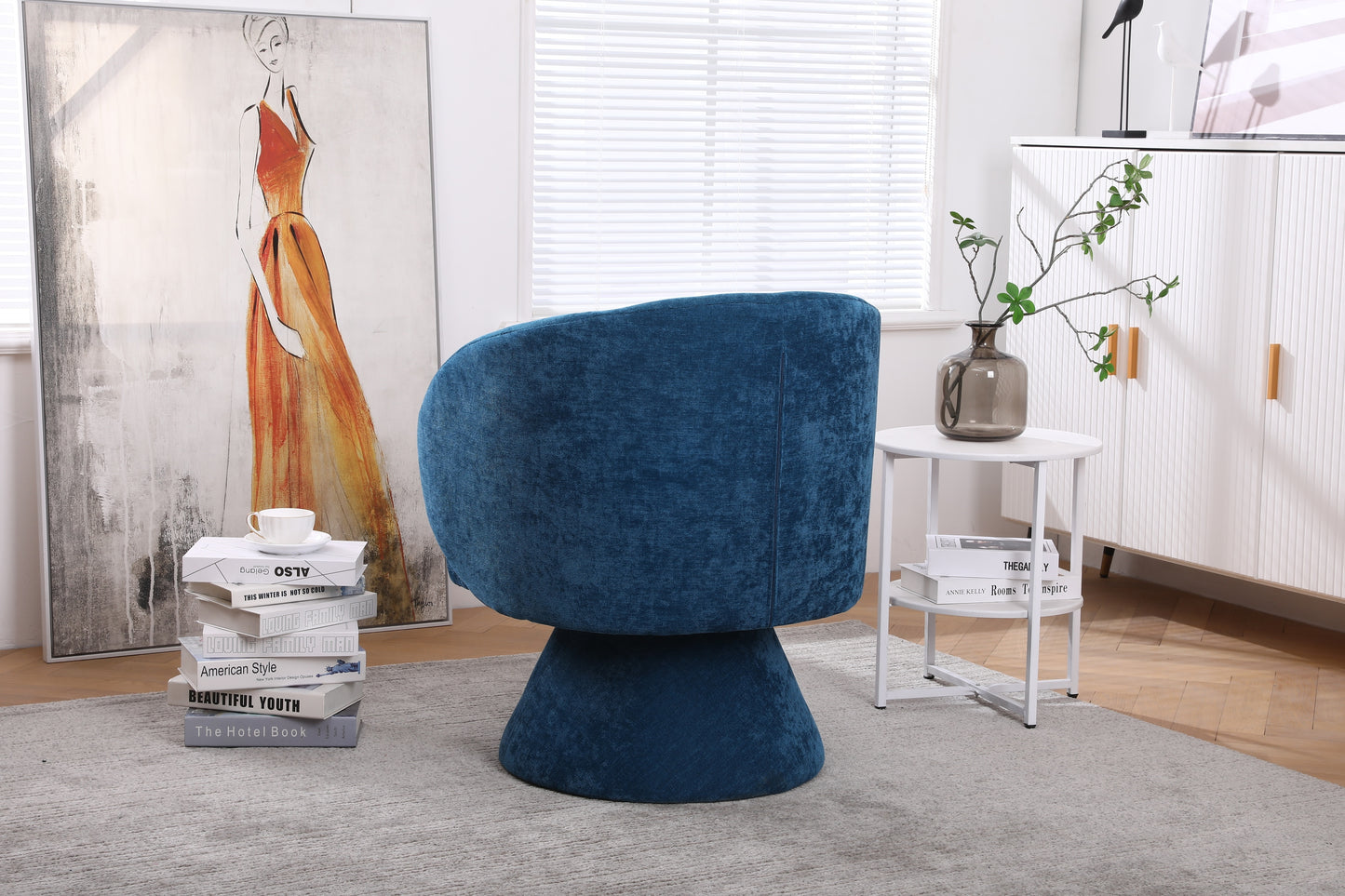 Swivel Accent Chair with a round barrel design for living rooms and bedrooms - Teal