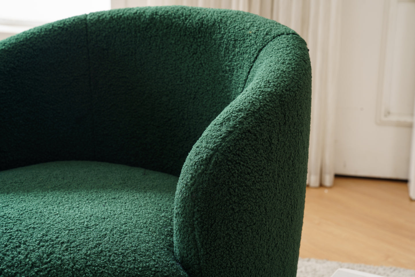 Accent Swivel Armchair with a black metal ring - Dark Green