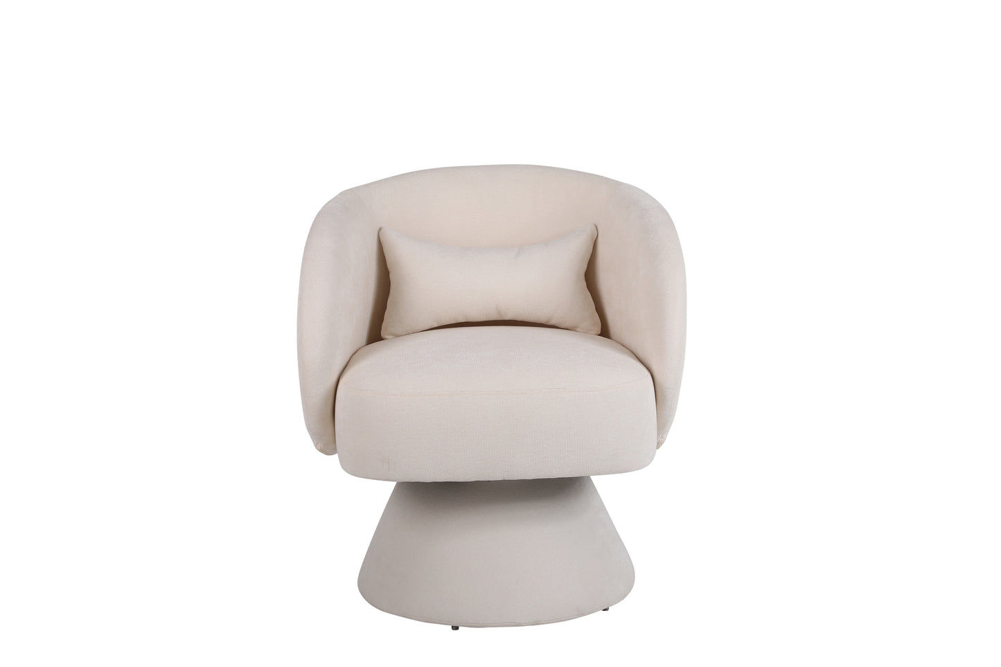 Swivel Accent Chair with a round barrel design for living rooms and bedrooms - Beige