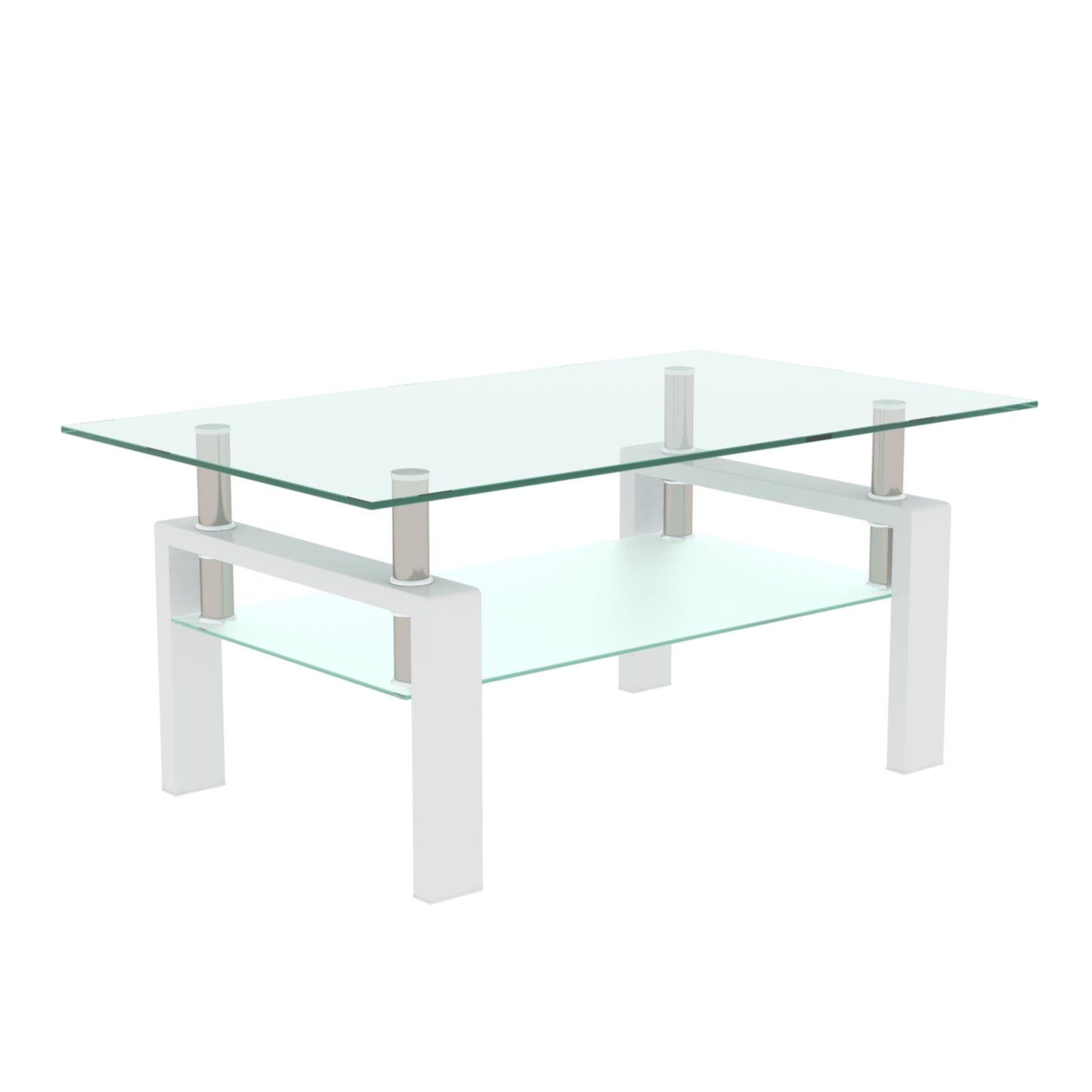 White Glass Coffee Table, Modern Design