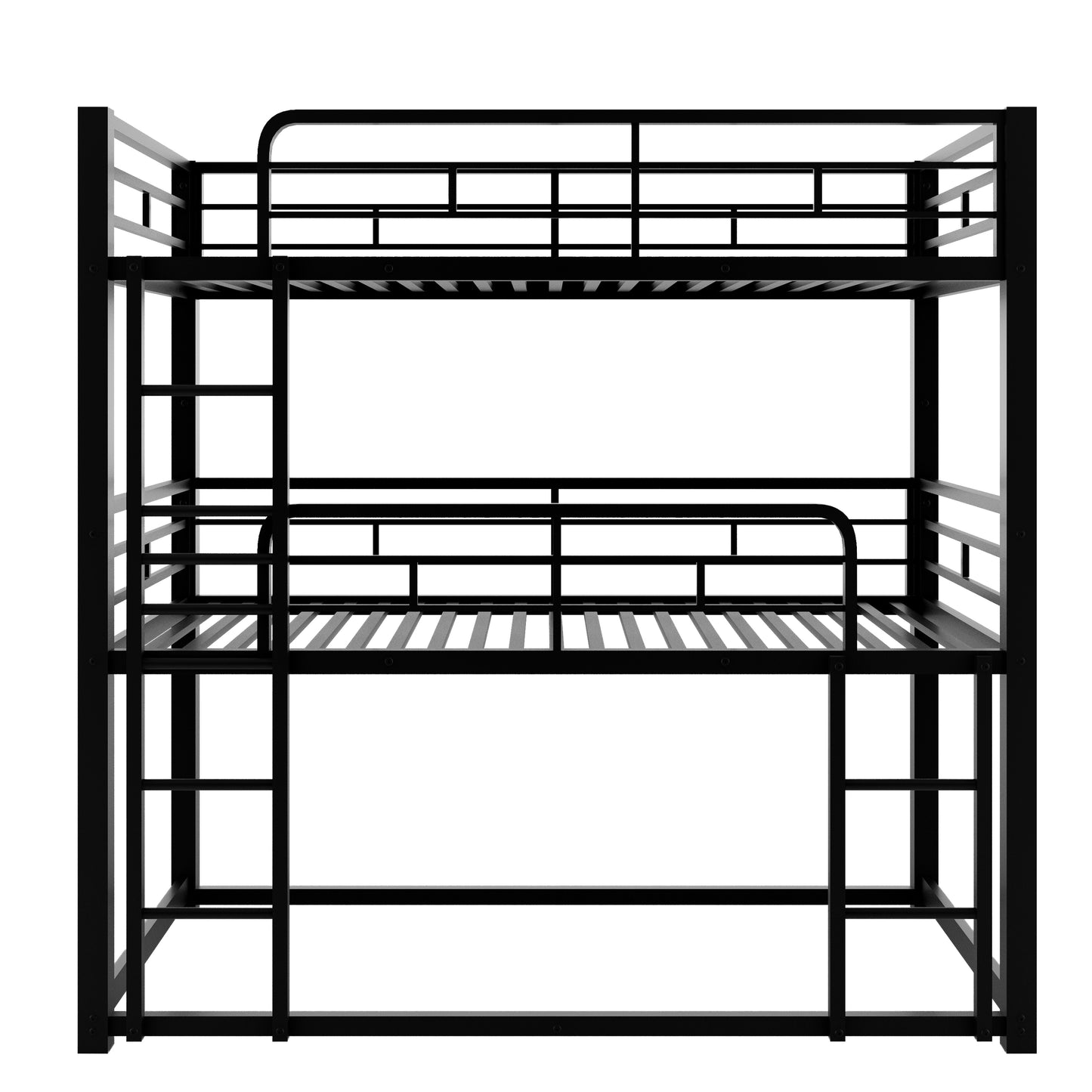 Metal Twin Size Triple Bunk Bed, Black