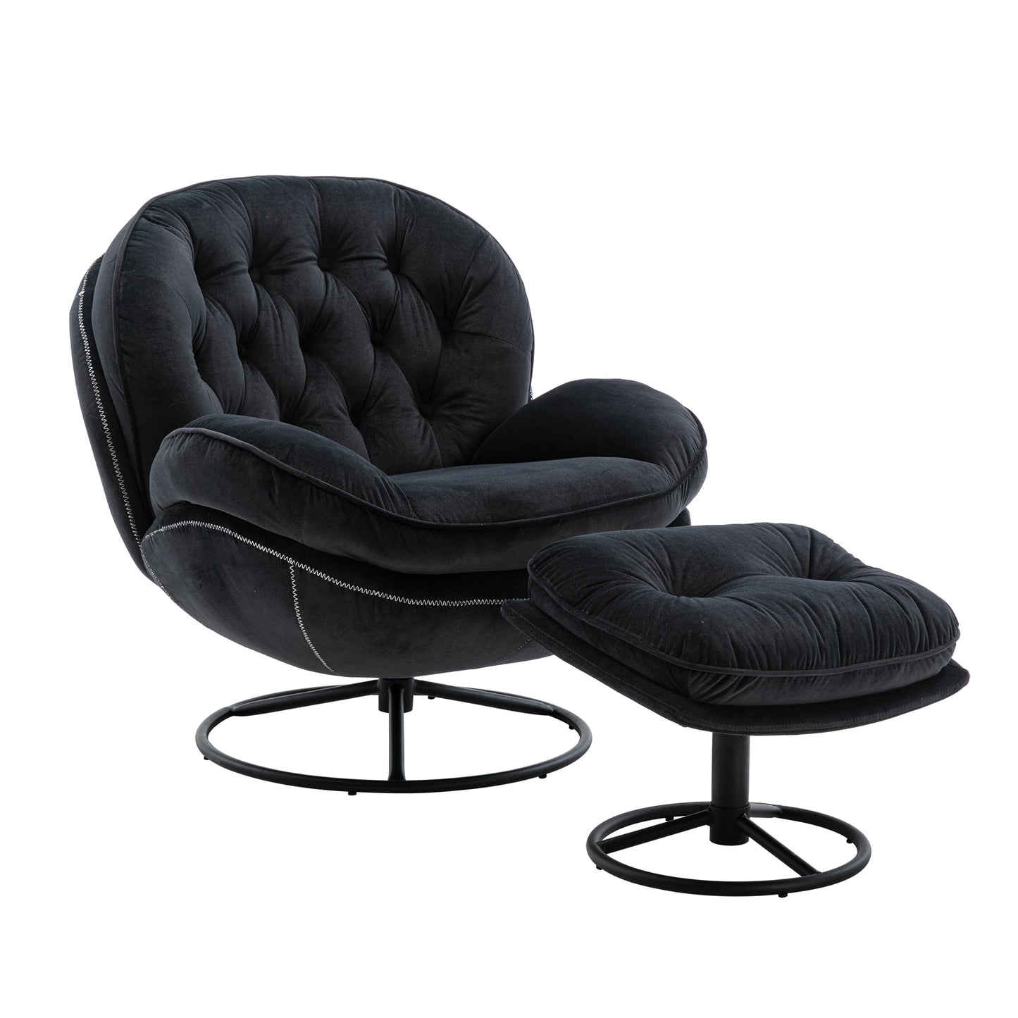 Accent chair with Ottoman - Black