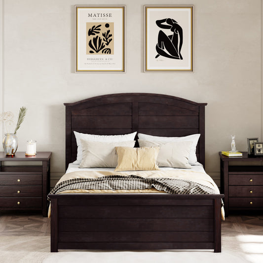 Farmhouse twin platform bed with curl design, espresso