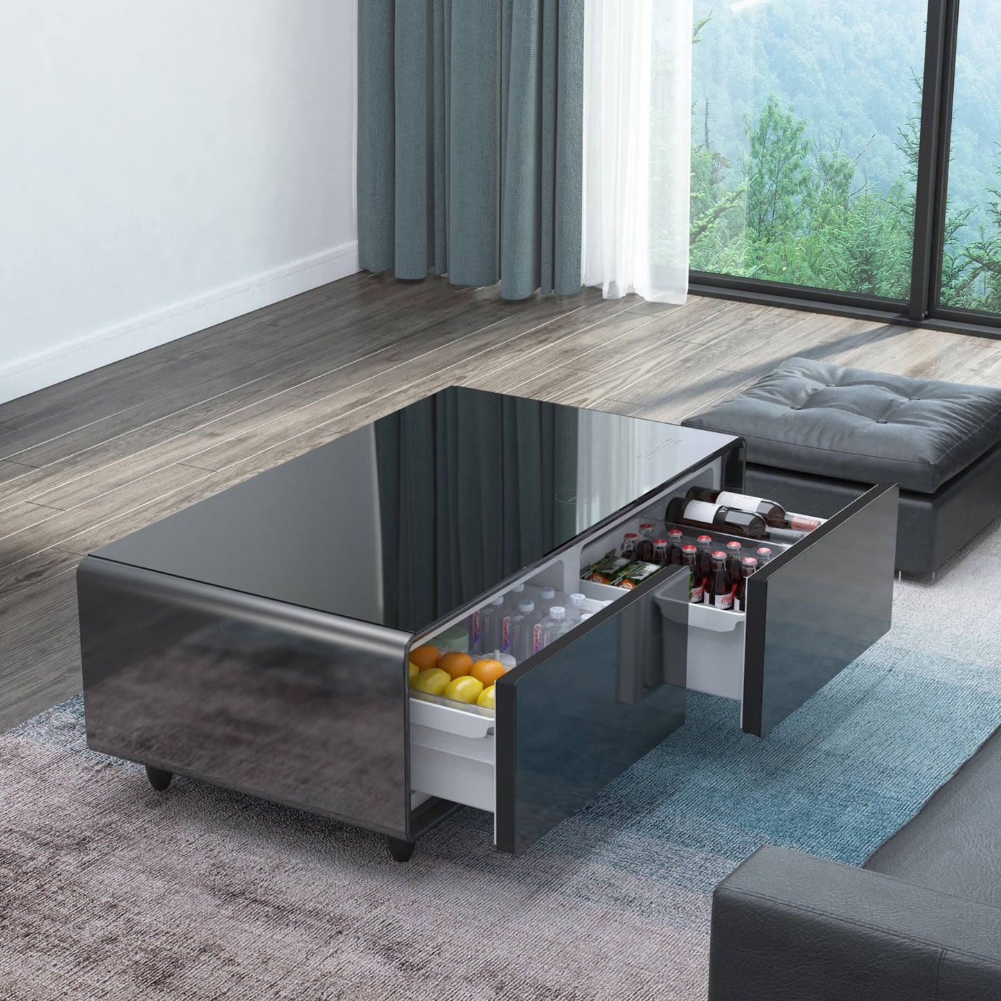 Modern Smart Coffee Table with Fridge & Bluetooth