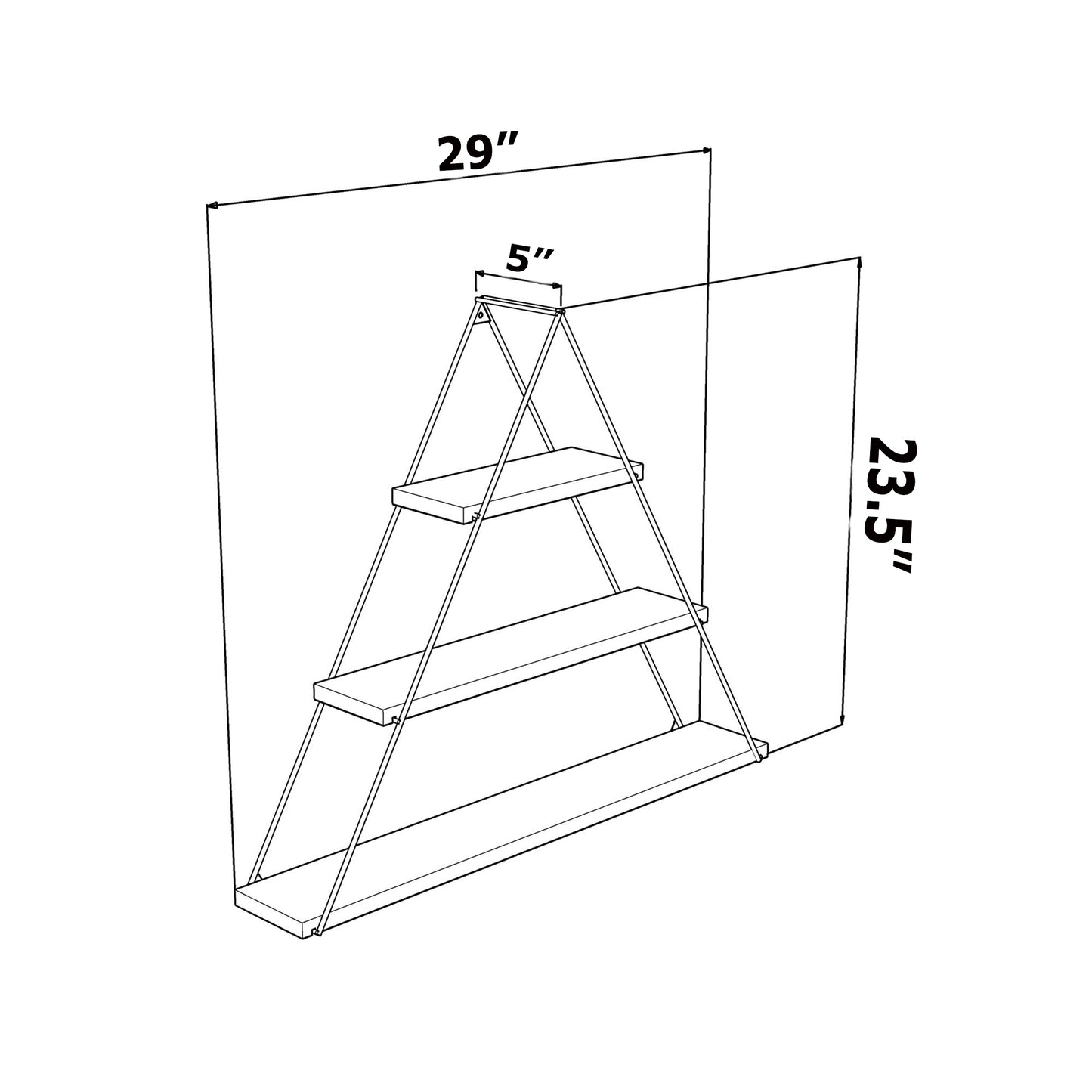 Moset Floating Wall Mounted Triangle Shelf, Walnut/Chrome