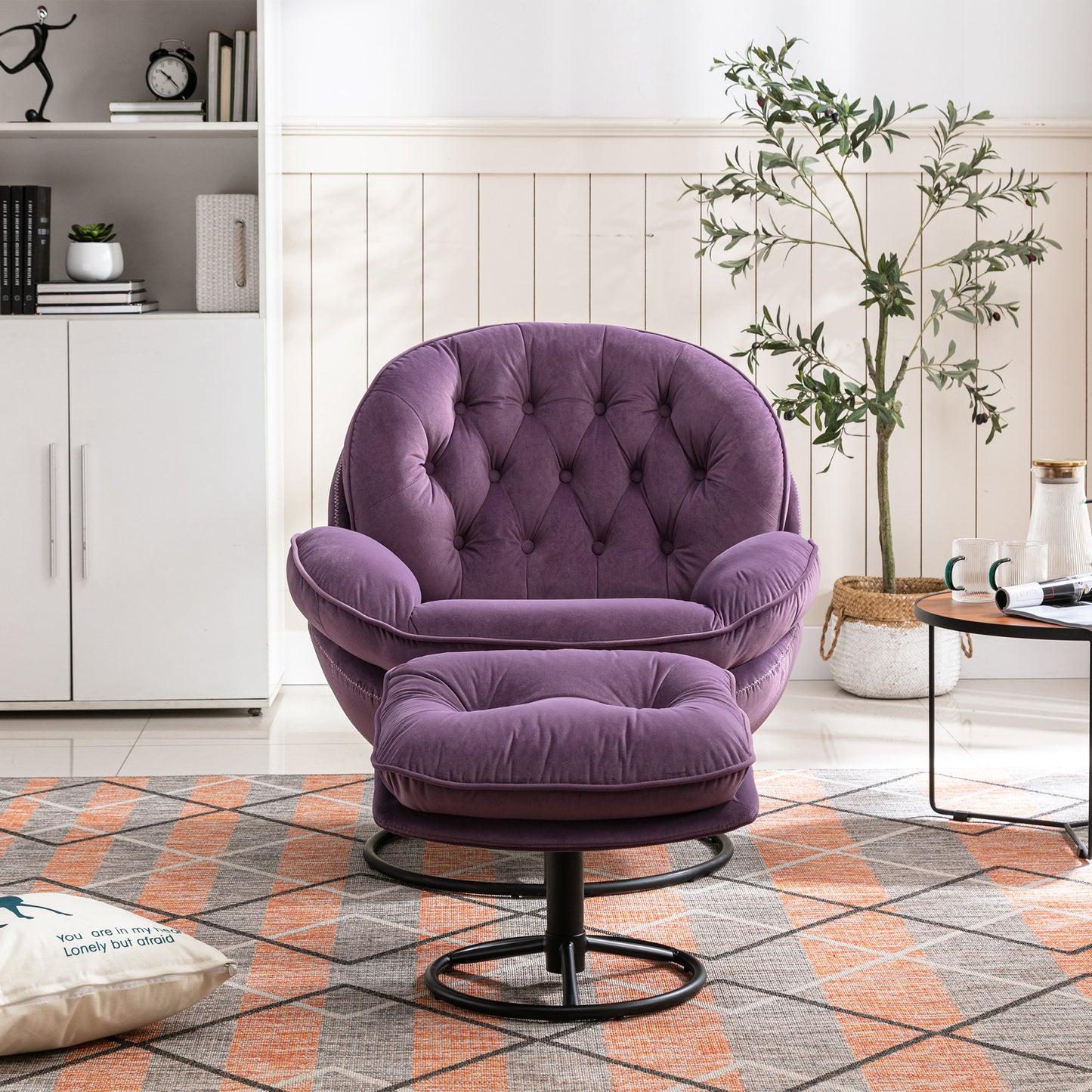 Accent chair with Ottoman - Purple