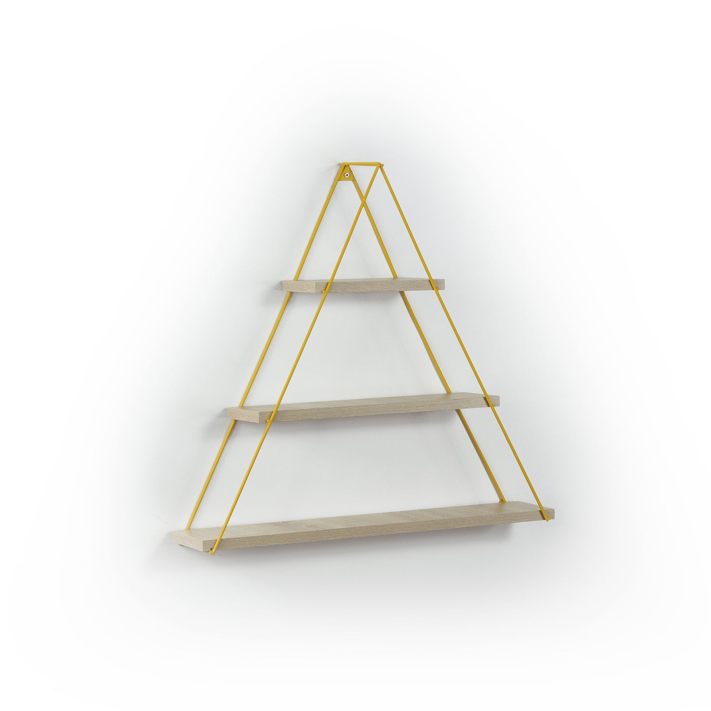 Moset Floating Wall Mounted Triangle Shelf, Oak/Yellow