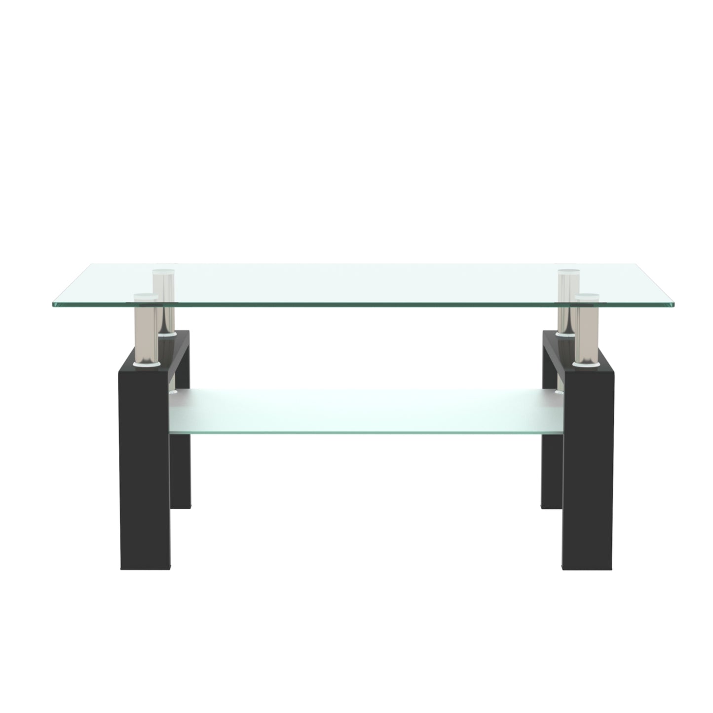 Rectangle Black Glass Coffee Table, Modern Design