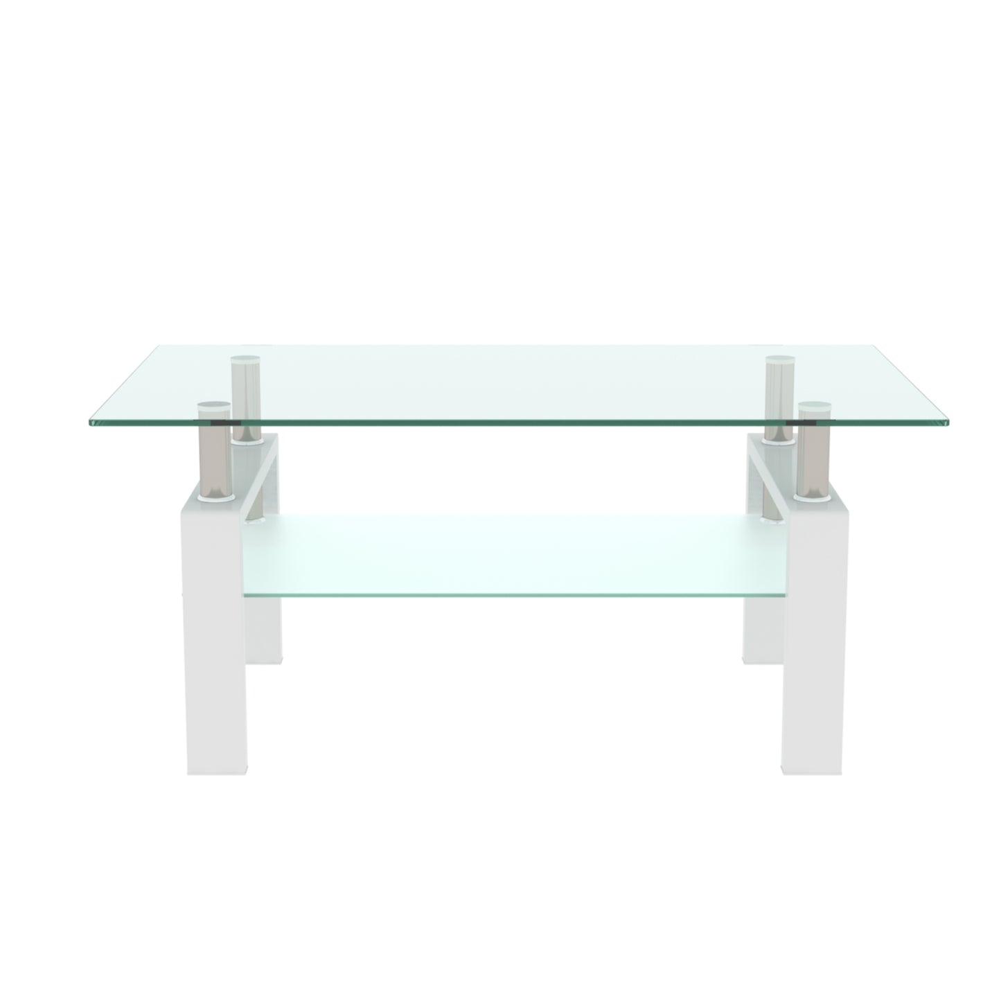 White Glass Coffee Table, Modern Design