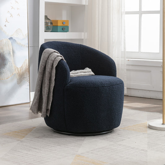 Accent Swivel Armchair with a black metal ring - Dark Blue