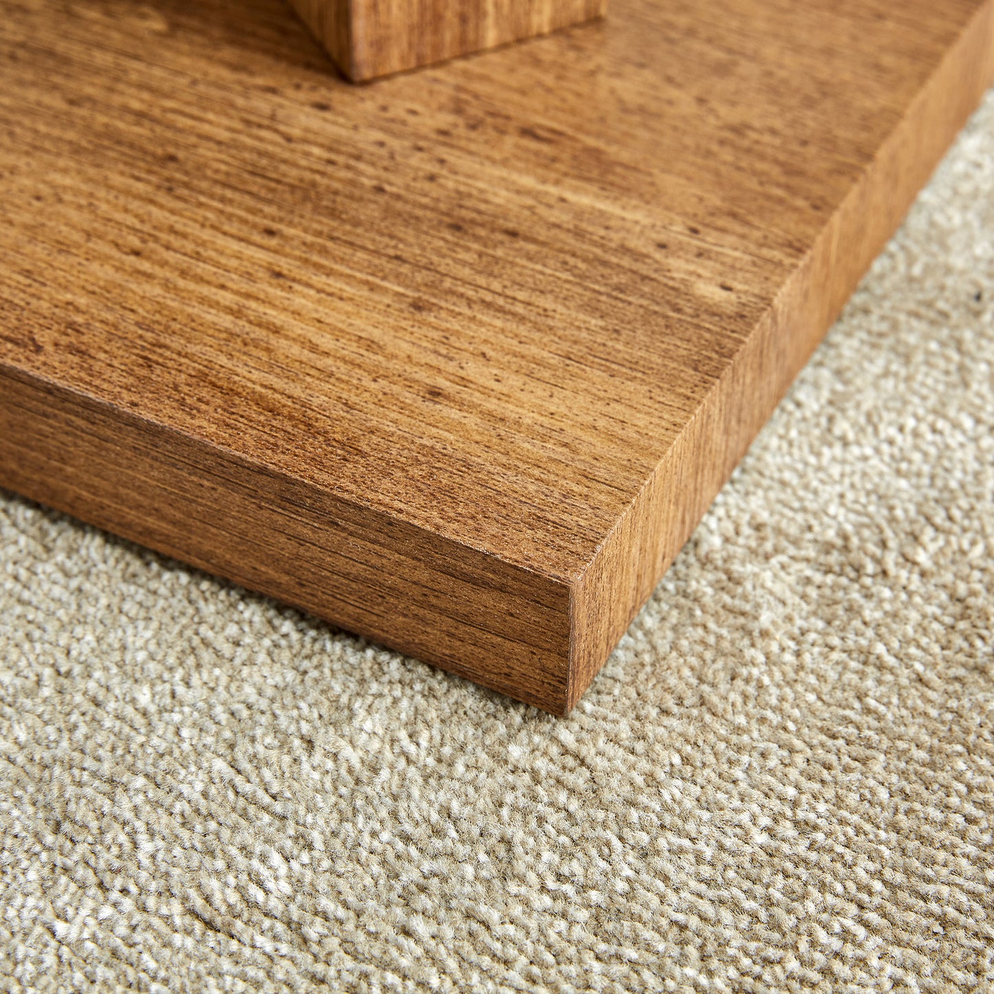 Rectangular Coffee Table with Glass Top & MDF Legs