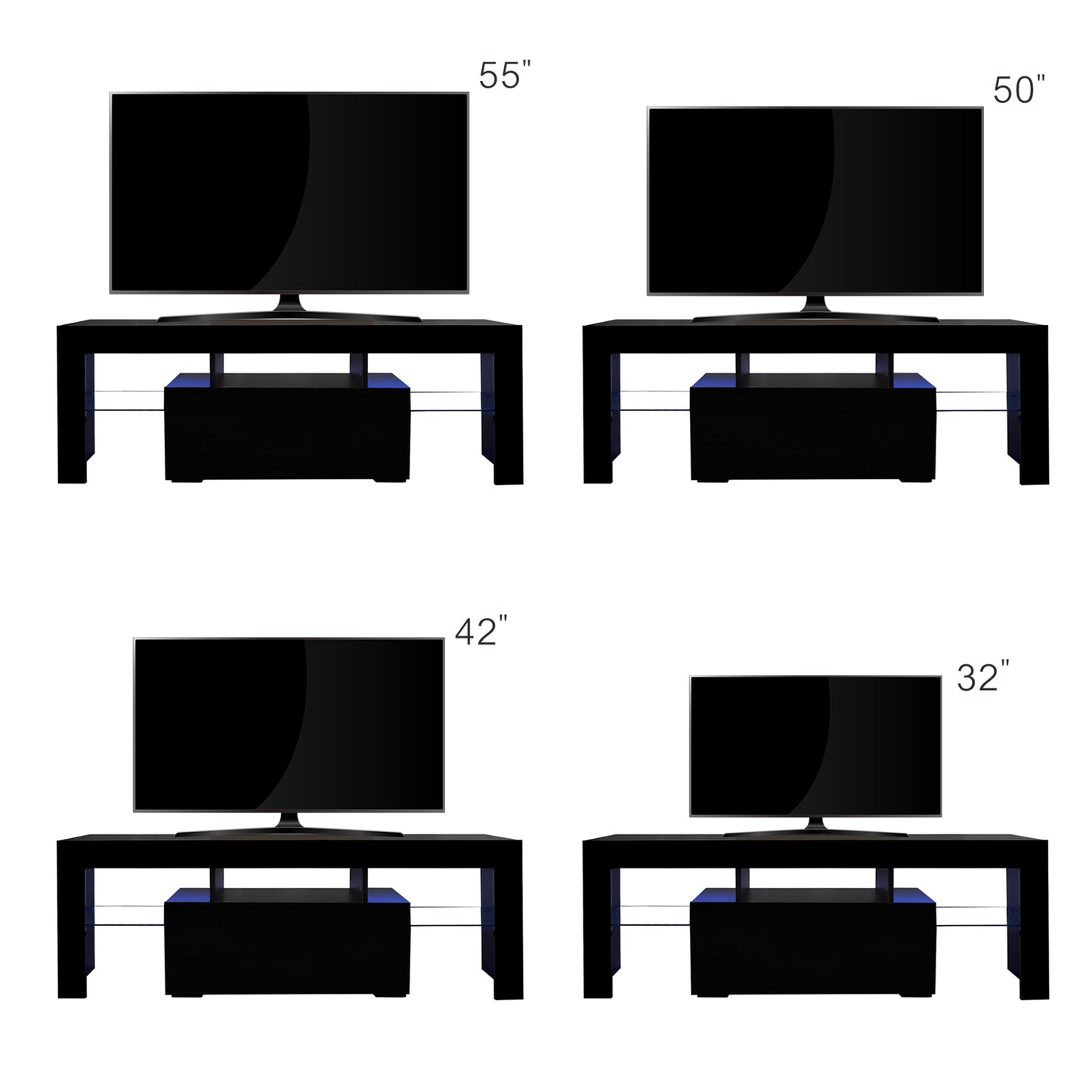 Black TV stand with RGB lights