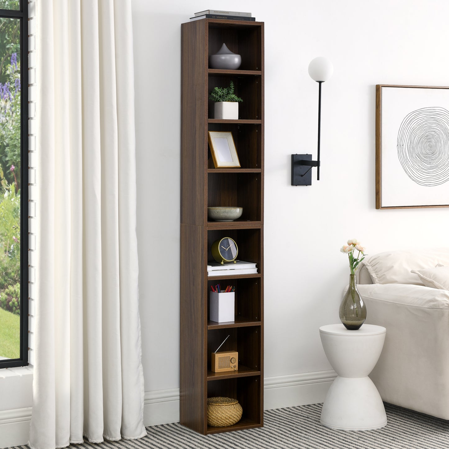 8-tier media tower with adjustable shelves