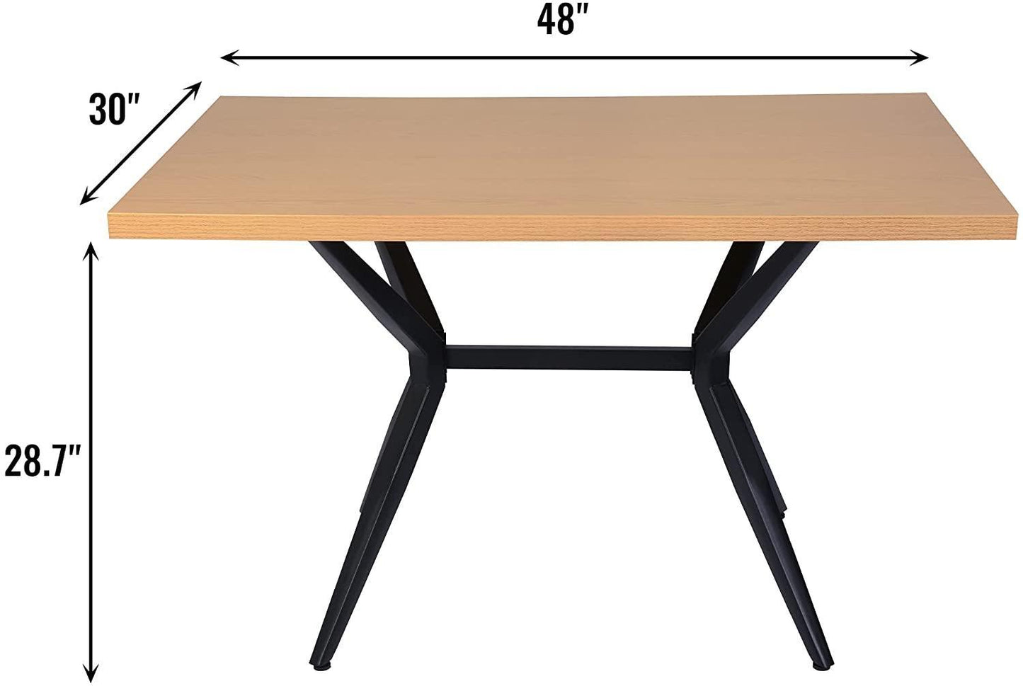 48" x 30" Mid-Century Dining Table with Metal Legs