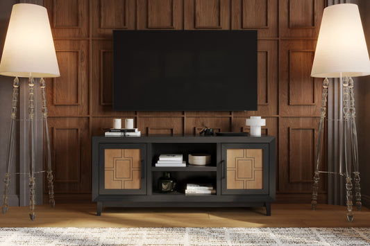 Ventura 65" TV Stand, Black & Bourbon Finish