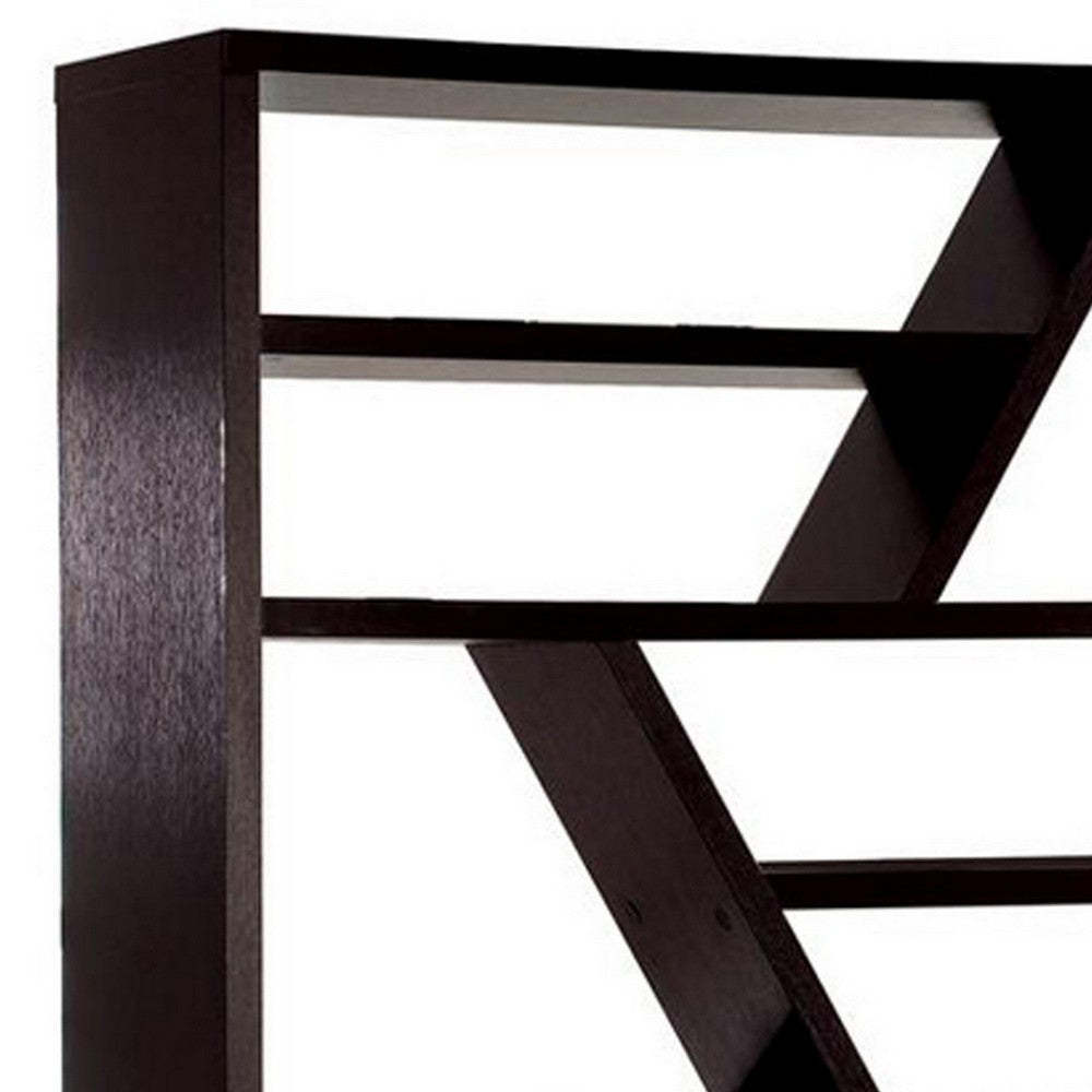 Contemporary Espresso Zig-Zag Display Shelf