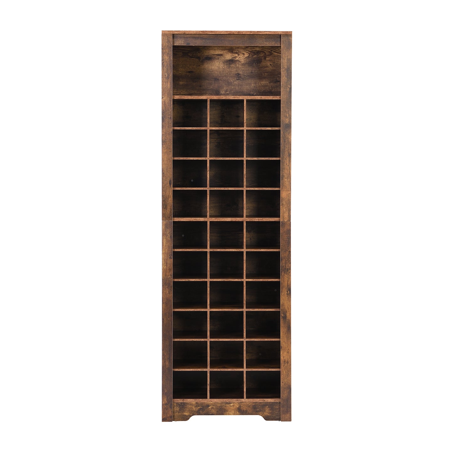 Stylish 30-cubby shoe cabinet, rustic brown