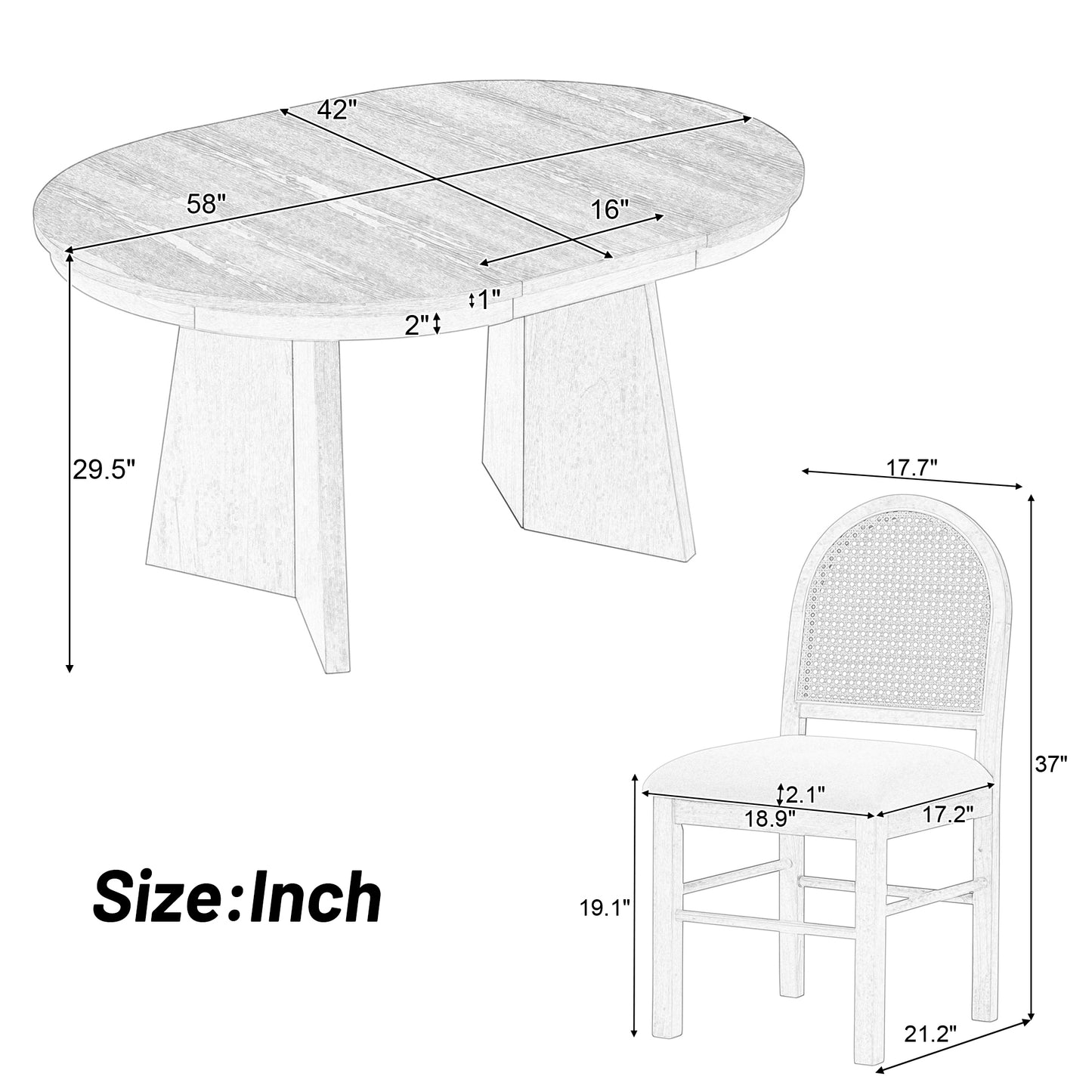 5-piece retro dining set with extendable table and rattan-back chairs, espresso