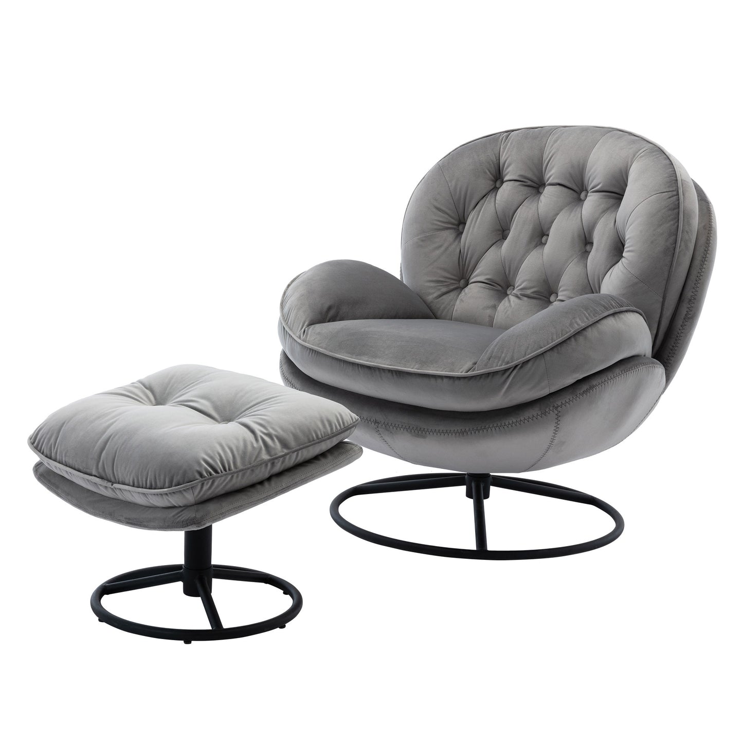 Accent chair with Ottoman - Grey