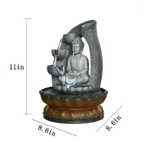 11" Buddha Tabletop Fountain with Pump for Home/Office Decor