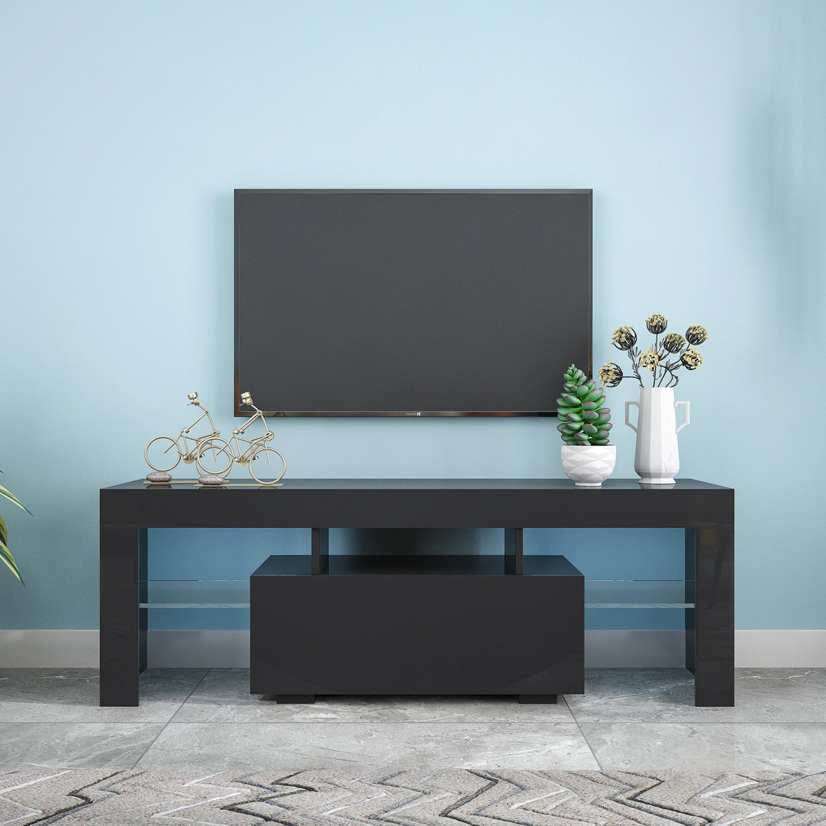 Black TV stand with RGB lights