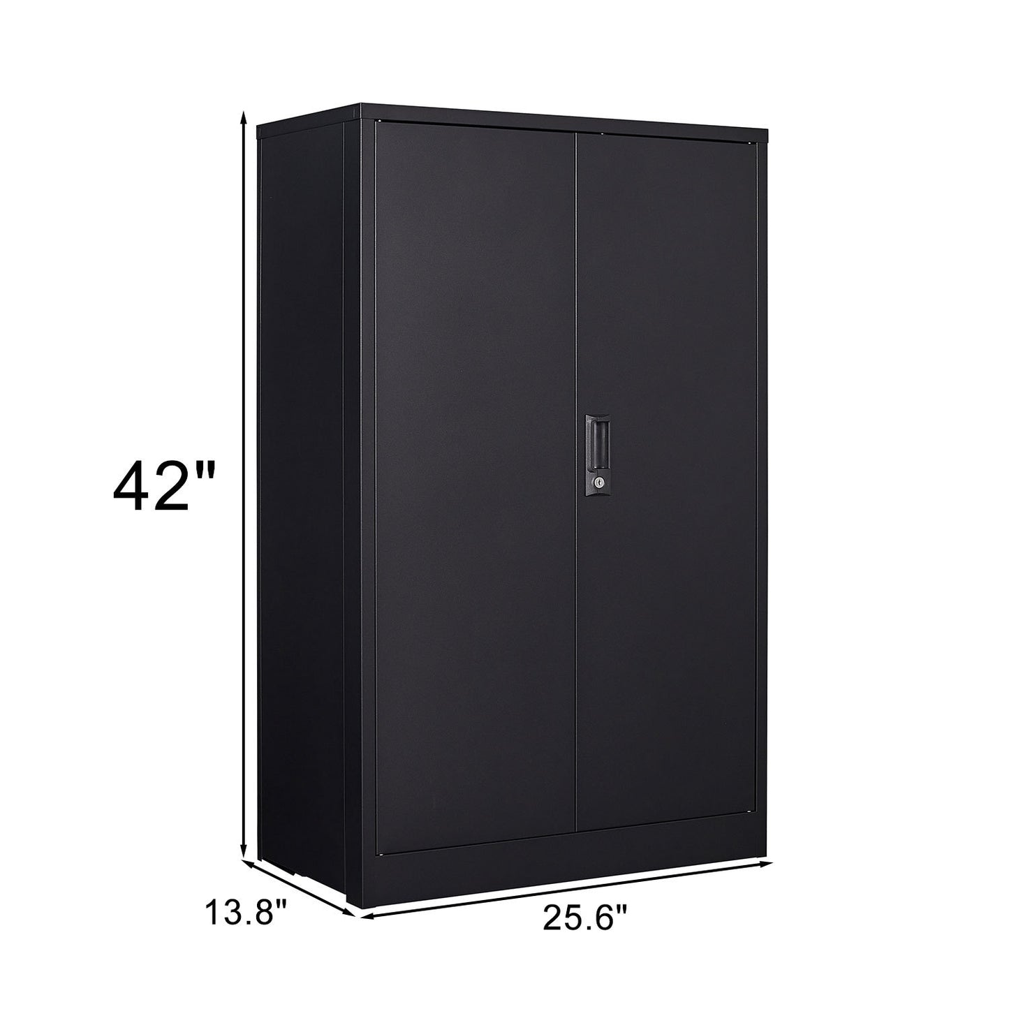 Metal storage cabinet with locking doors