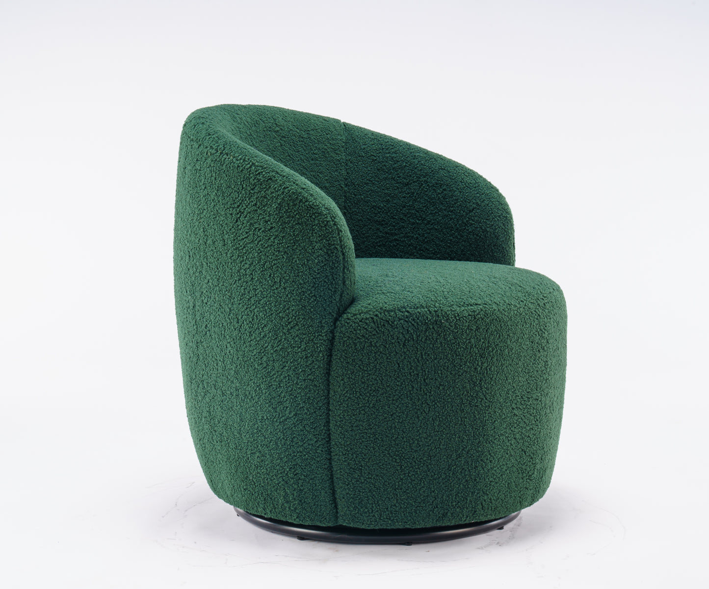 Accent Swivel Armchair with a black metal ring - Dark Green