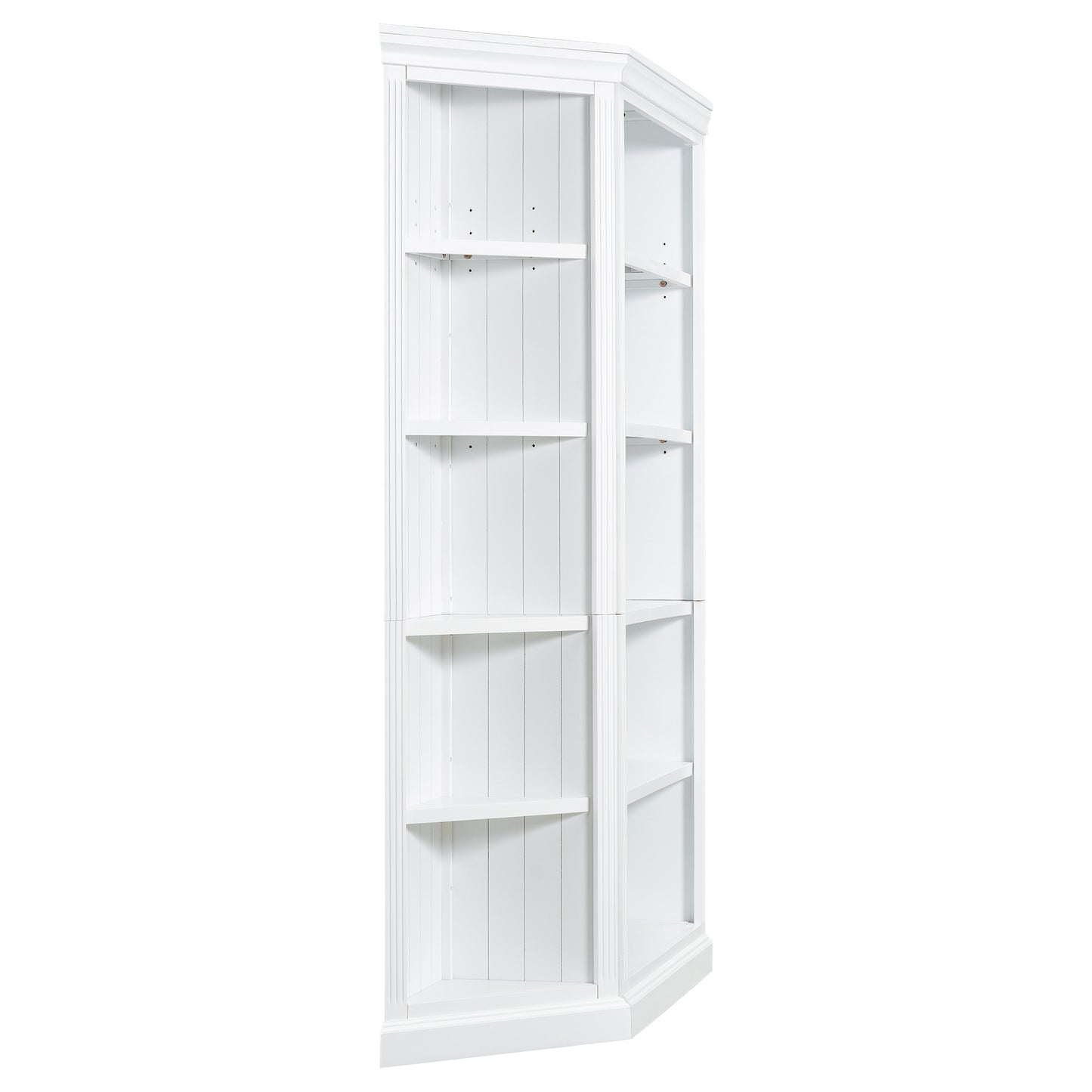 Wood Bookcase with Adjustable 5-Tier Shelves - White