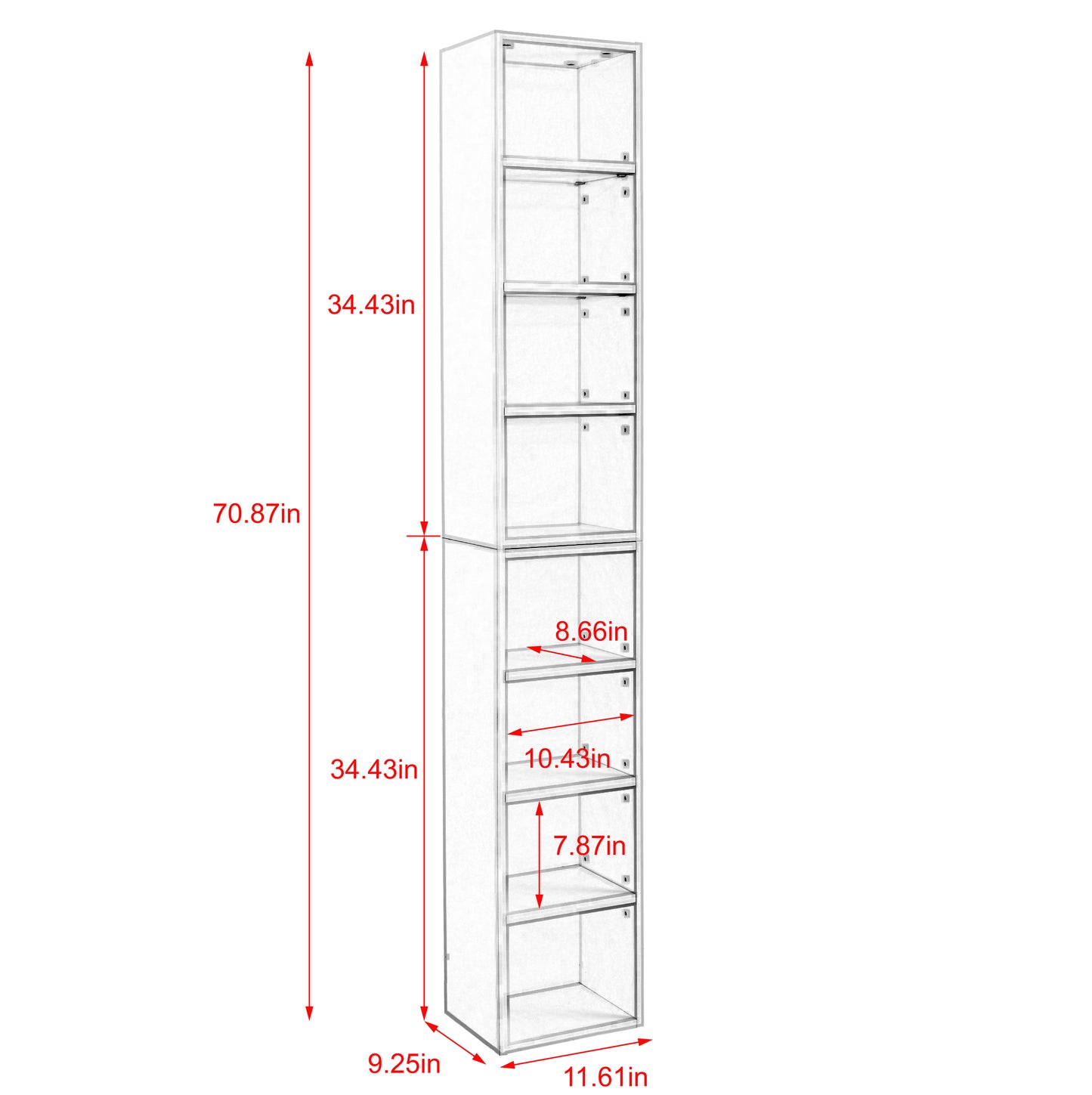 8-tier media tower with adjustable shelves