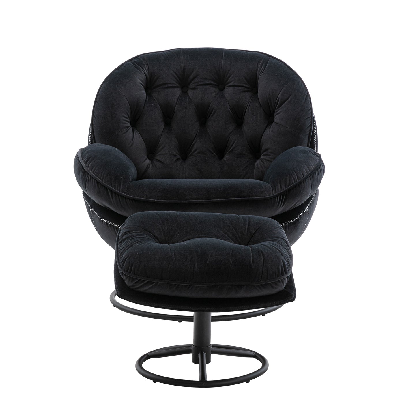 Accent chair with Ottoman - Black