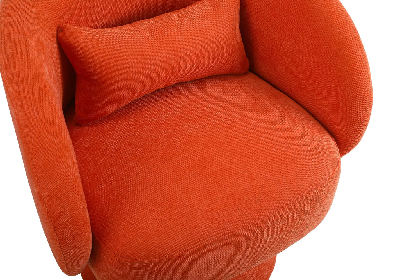 Swivel Accent Chair with a round barrel design for living rooms and bedrooms - Orange