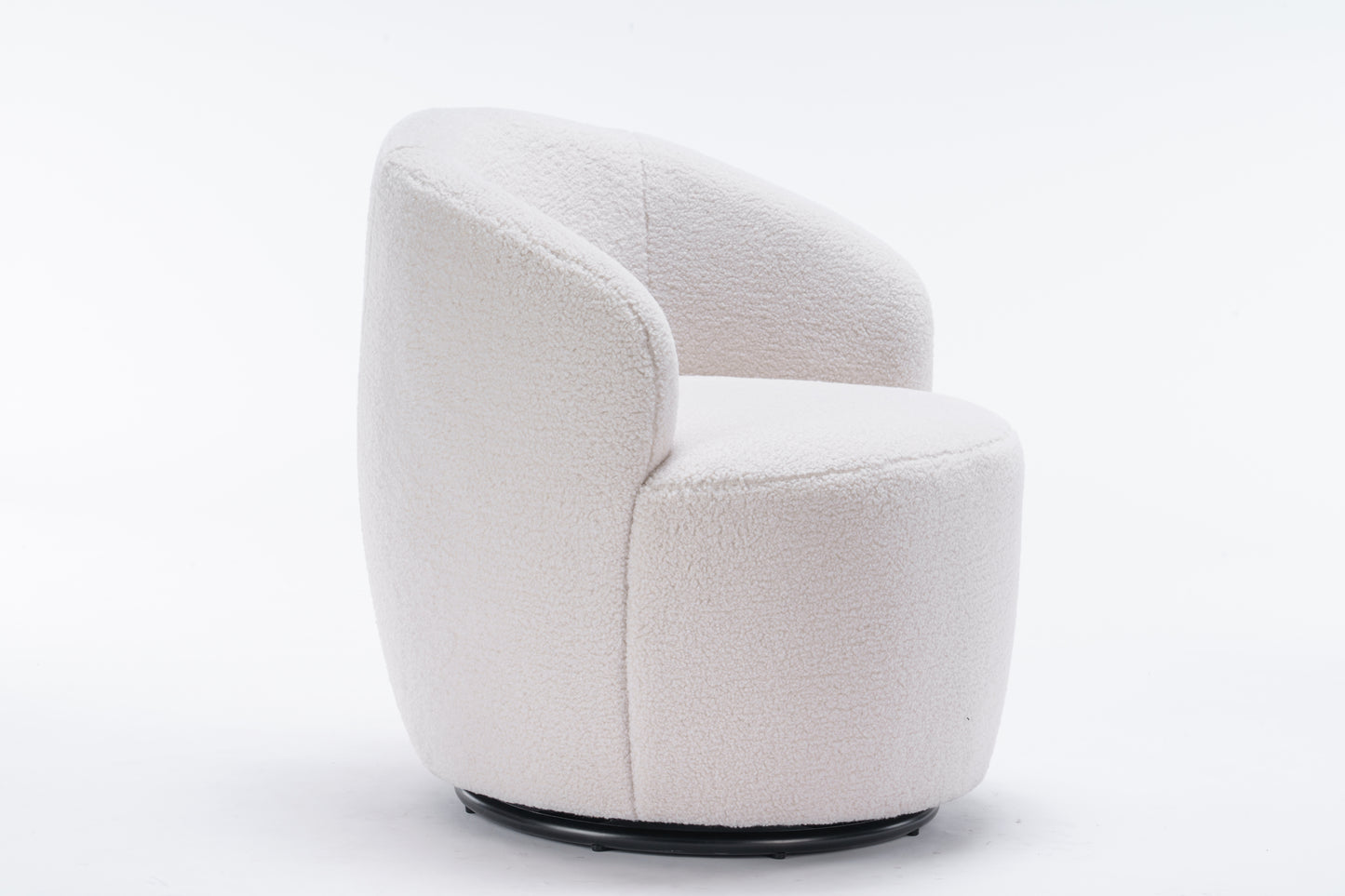 Accent Swivel Armchair with a black metal ring - Ivory White