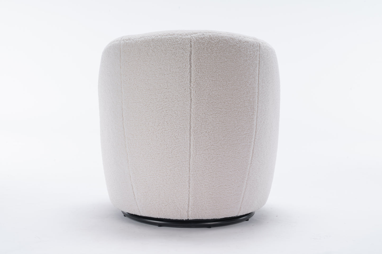 Accent Swivel Armchair with a black metal ring - Ivory White