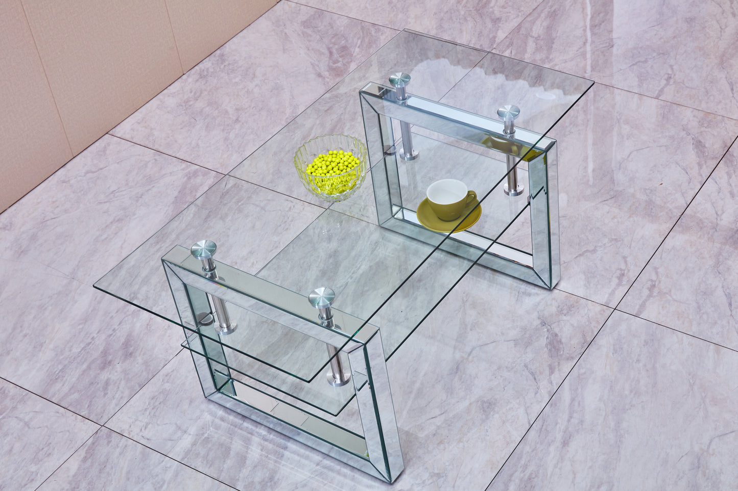 39.4" Transparent Glass Coffee Table