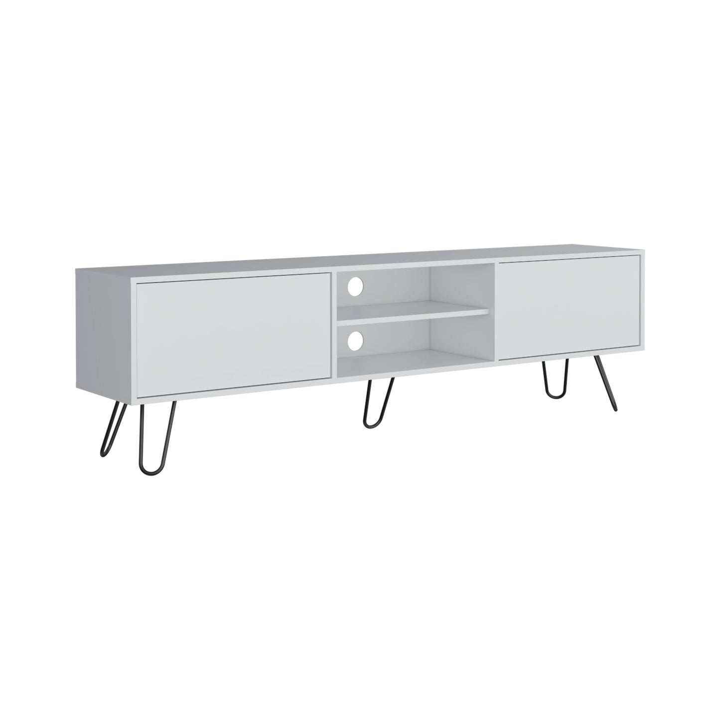 Vassel TV Stand with Hinged Drawers & Hairpin Legs