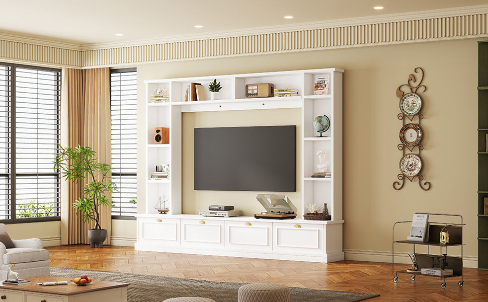 ON-TREND Large Wall Unit Entertainment Center, White