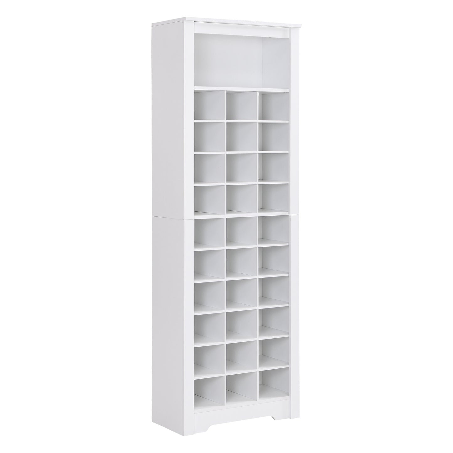 Stylish 30-cubby shoe cabinet, white